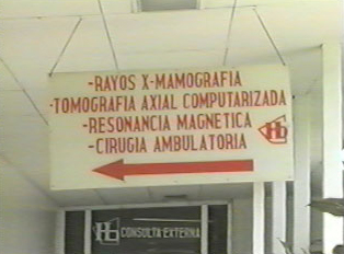 Directional sign for X-Rays, Mammography and Ambulatory Surgery