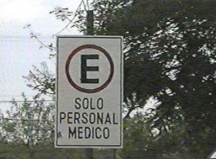 Sign for medical personnel only entrance