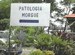 Directional sign for Pathology and Morgue