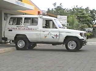 View of an older-style ambulance