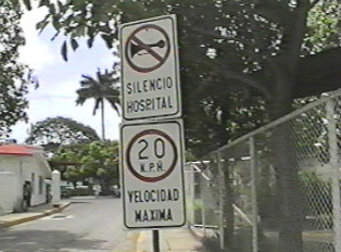 Quiet and speed signs near hospital zone