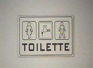 Sign for men and women's public restrooms