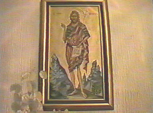 Icon of St. John hanging on the wall of the family home
