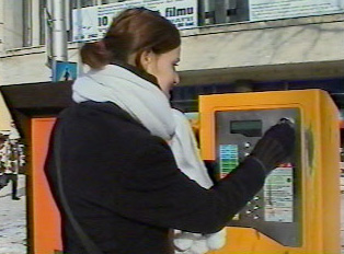 A 10-minute tramway/bus discounted ticket bought from a machine