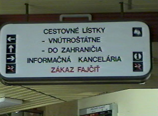 Sign for domestic and international trains, information office