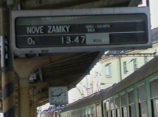 Departure time sign on platform