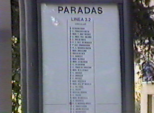 A bus route sign