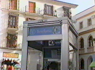 A public telephone booth