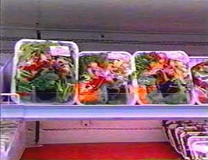 Salad display in supermarket
