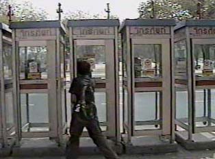 Row of coin phone booths