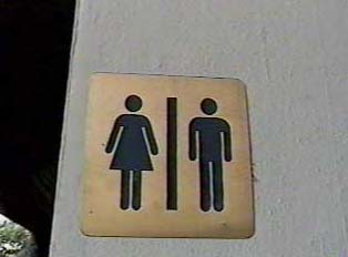 Sign for restrooms