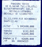 Example of a receipt