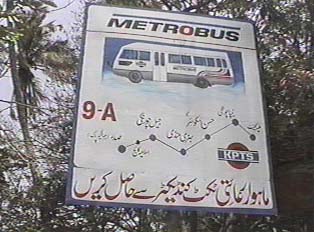 Route map sign at Metrobus stop - bus that goes between cities