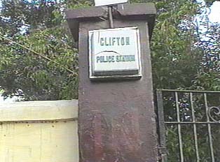 Sign for Clifton police station in English