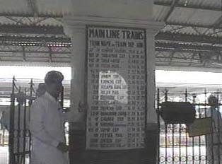 Sign for mainline train departures