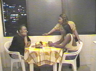 People talking at a table