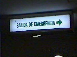 An emergency exit sign