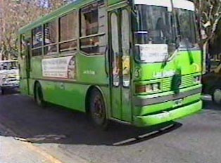 A green bus