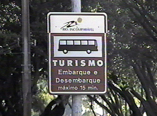 A brown sign indicating a bus stop