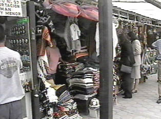 A clothing stall in a market