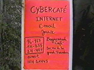 A cyber cafe sign