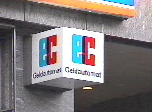 A small sign for a bank called 'Geldautomat'