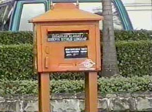 An orange mailbox