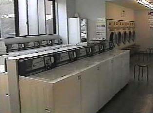 A row of laundry machines