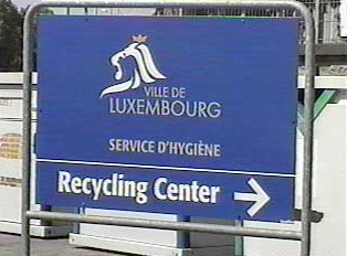 A recycling center sign