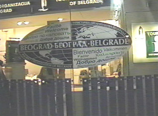 A sign welcoming visitors to Belgrade, Serbia
