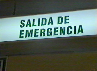 An emergency exit sign