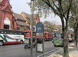 Buses parked on the street