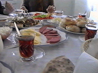 An array of food on a dining room table