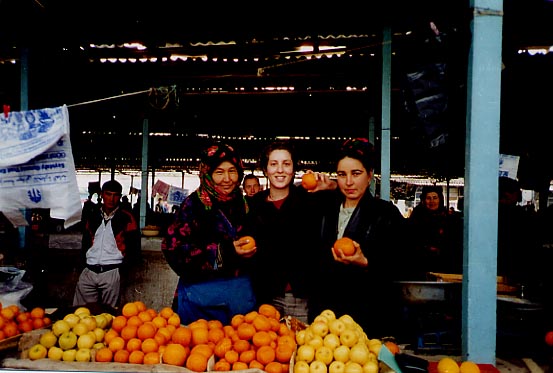 Fruit stand at the bazaar in winter